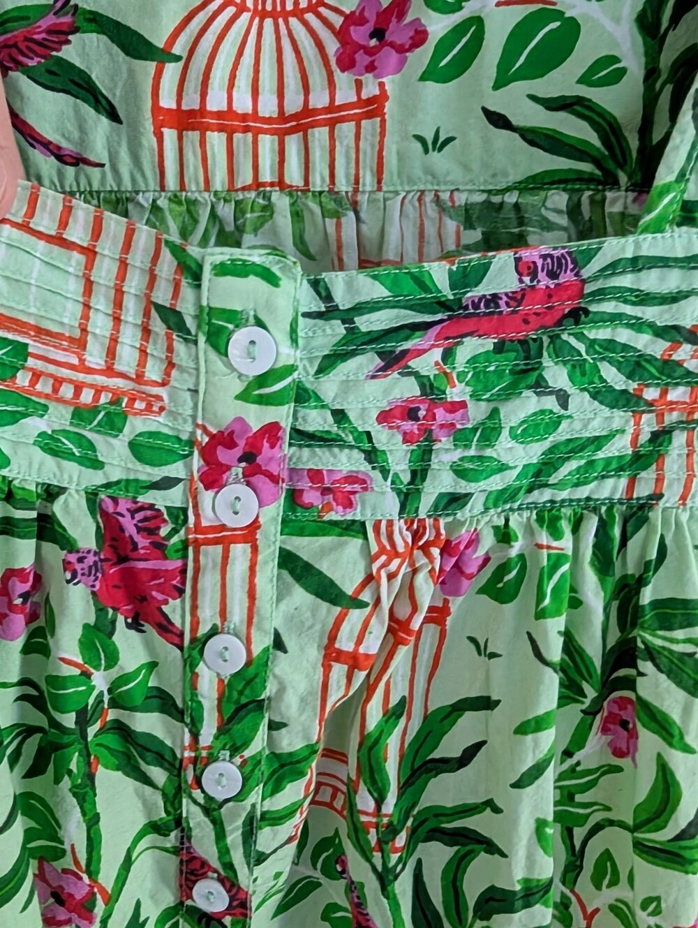 Printfresh Organic Cotton Floral Bird Print Night Gown Ruffle Hem & Sleeve Sz M - Picture 3 of 14